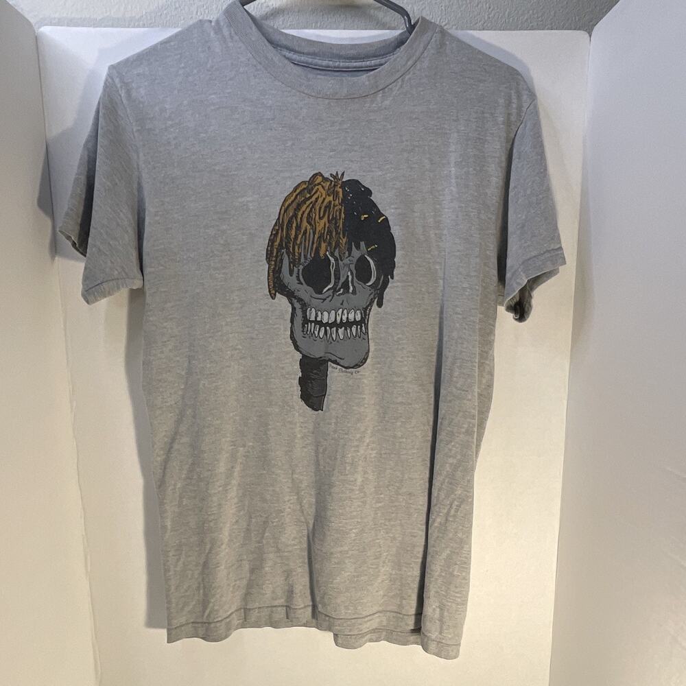 TRASH Men's Gray Graphic Skull Logo Crew Neck Short Sleeve Cotton Tee Size S